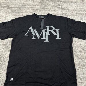 Amiri Staggered Logo Black Grey Mens Size Large T-Shirt